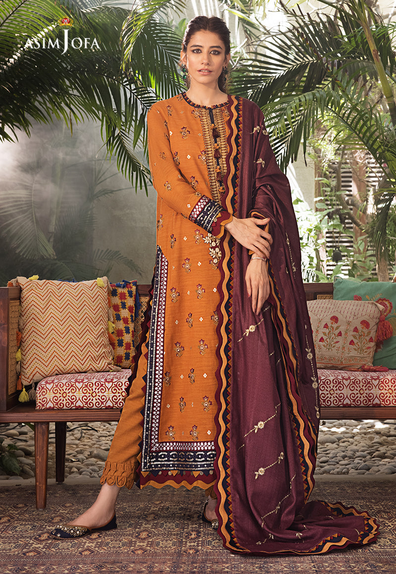 AJK-01 | Asim Jofa The Syra Edit Kashmiri Embroidered Collection 2022 | Unstitched Embroidered Winter Suits