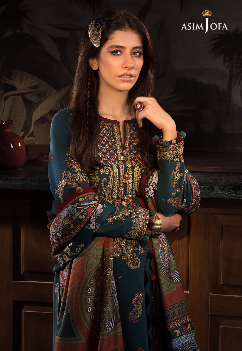 AJK-10 | Asim Jofa The Syra Edit Kashmiri Embroidered Collection 2022 | Unstitched Embroidered Winter Suits