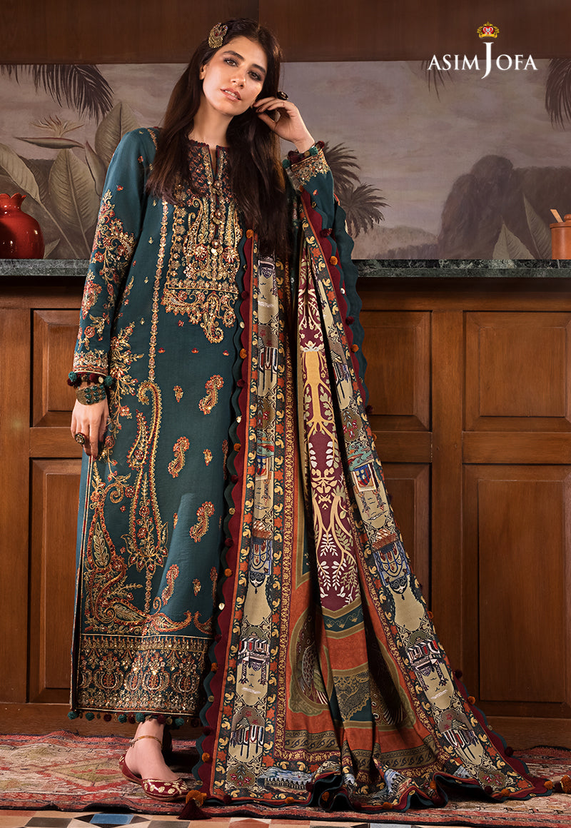 AJK-10 | Asim Jofa The Syra Edit Kashmiri Embroidered Collection 2022 | Unstitched Embroidered Winter Suits