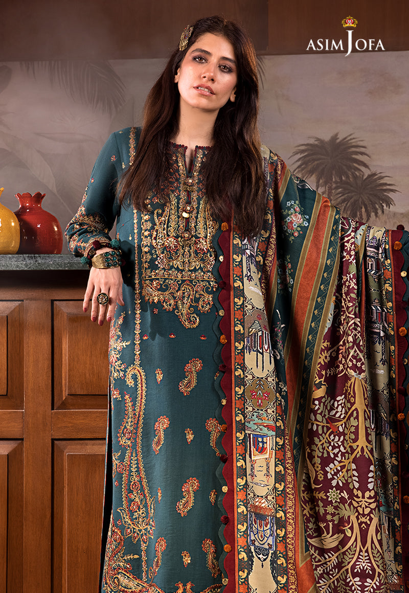 AJK-10 | Asim Jofa The Syra Edit Kashmiri Embroidered Collection 2022 | Unstitched Embroidered Winter Suits