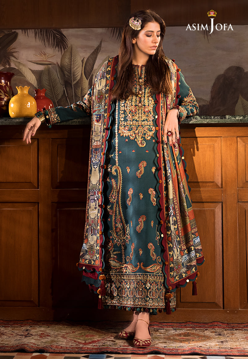 AJK-10 | Asim Jofa The Syra Edit Kashmiri Embroidered Collection 2022 | Unstitched Embroidered Winter Suits