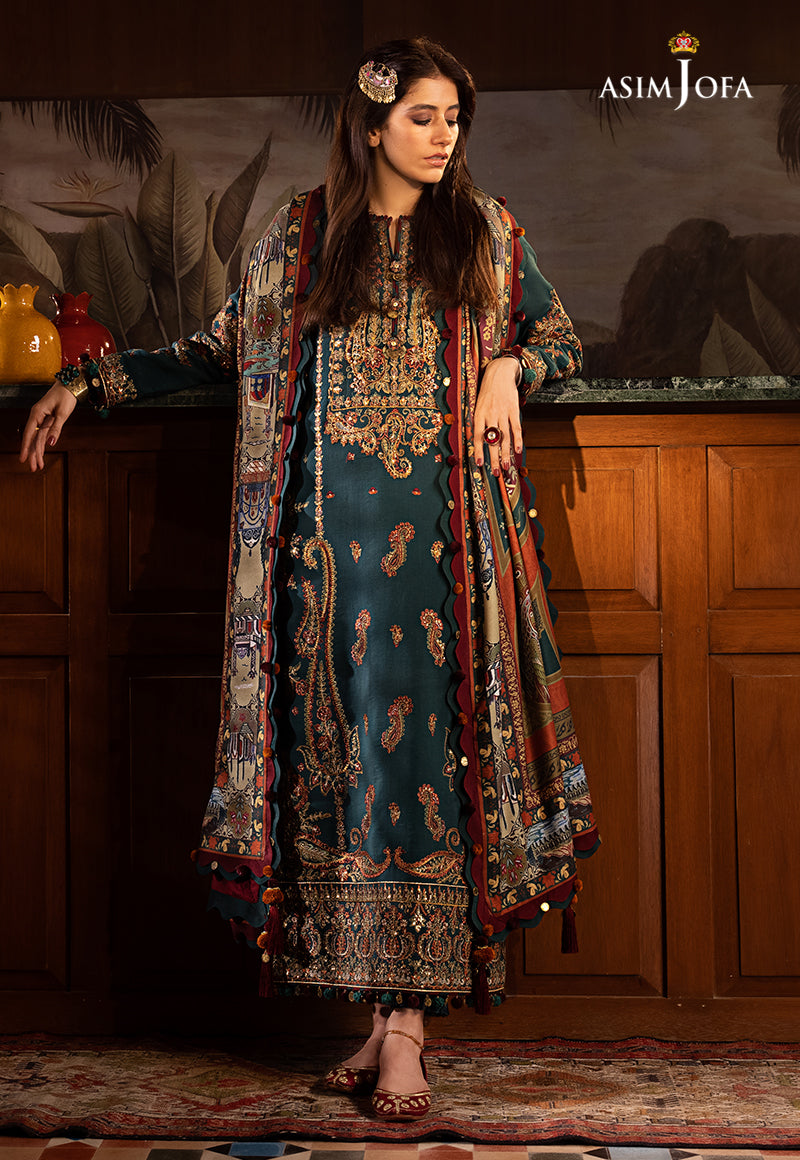 AJK-10 | Asim Jofa The Syra Edit Kashmiri Embroidered Collection 2022 | Unstitched Embroidered Winter Suits