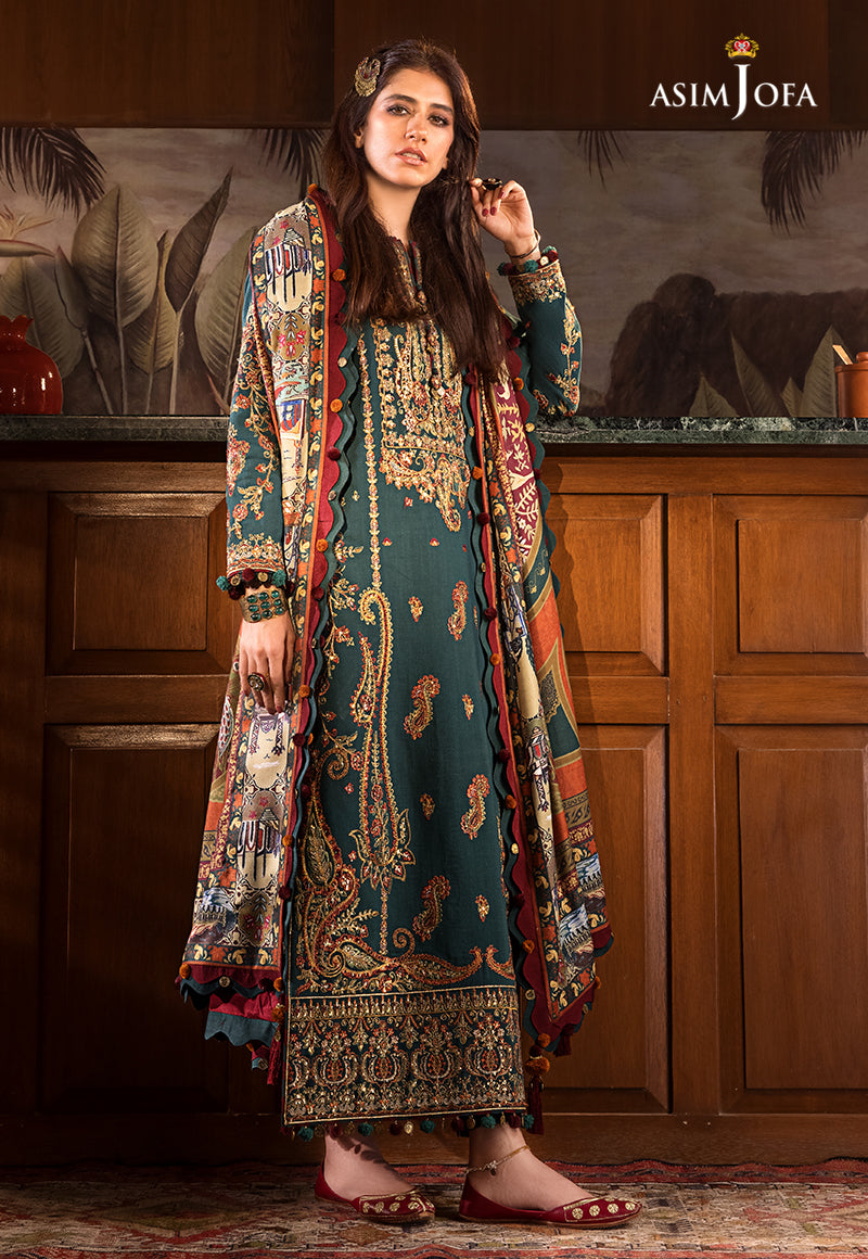 AJK-10 | Asim Jofa The Syra Edit Kashmiri Embroidered Collection 2022 | Unstitched Embroidered Winter Suits