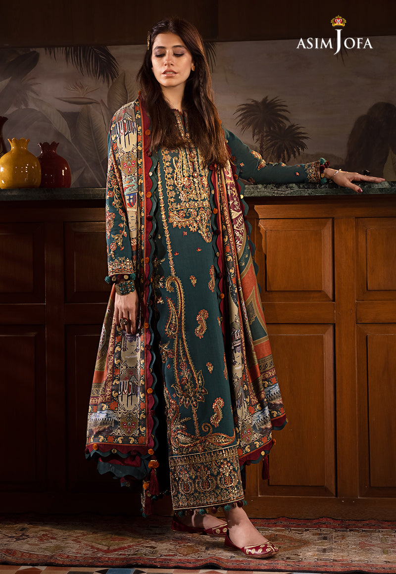 AJK-10 | Asim Jofa The Syra Edit Kashmiri Embroidered Collection 2022 | Unstitched Embroidered Winter Suits