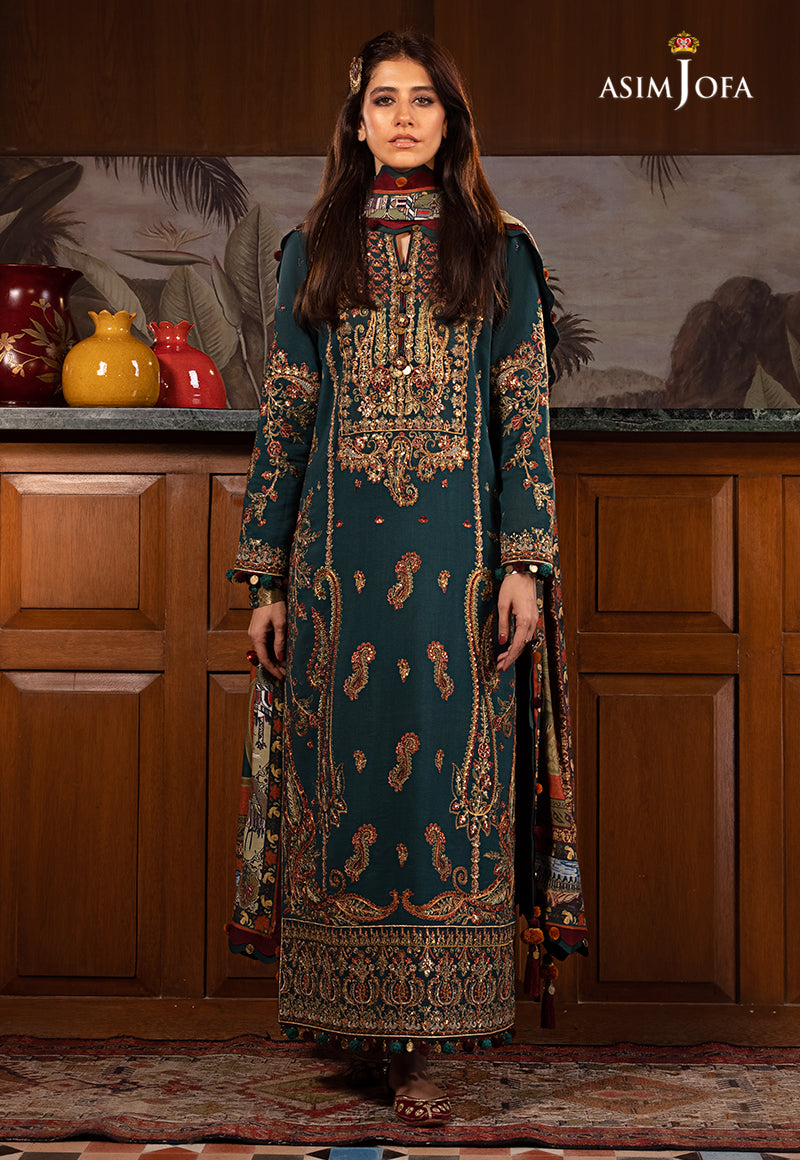 AJK-10 | Asim Jofa The Syra Edit Kashmiri Embroidered Collection 2022 | Unstitched Embroidered Winter Suits