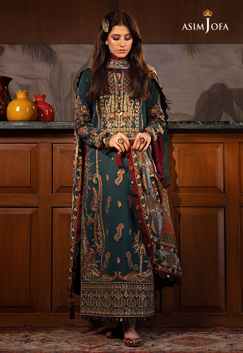 AJK-10 | Asim Jofa The Syra Edit Kashmiri Embroidered Collection 2022 | Unstitched Embroidered Winter Suits