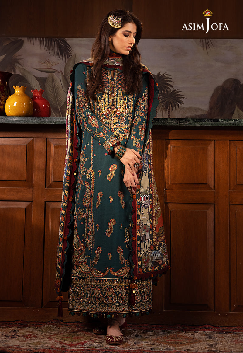 AJK-10 | Asim Jofa The Syra Edit Kashmiri Embroidered Collection 2022 | Unstitched Embroidered Winter Suits