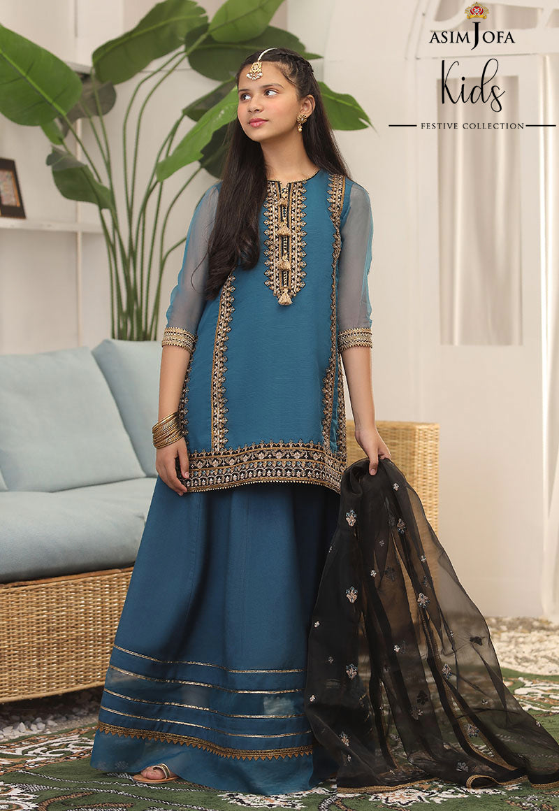 AJKF-12 | Asim Jofa Kids Festive Collection 2022 | Stitched RTW Organza Suit