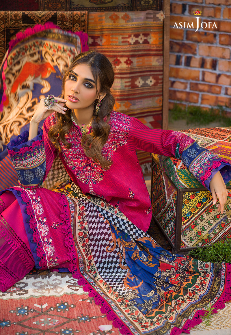 AJPR-08 | Asim Jofa Prints Rania Collection 2022 | Unstitched Embroidered Lawn Suits