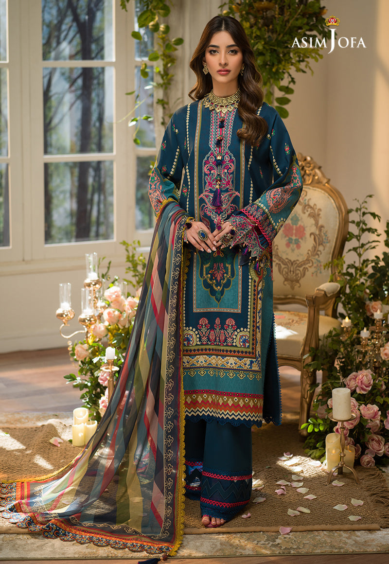 AJPR-09 | Asim Jofa Prints Rania Collection 2022 | Unstitched Embroidered Lawn Suits