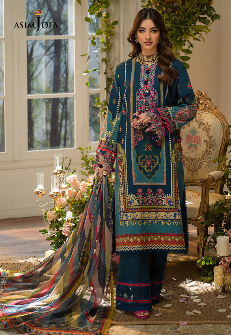 AJPR-09 | Asim Jofa Prints Rania Collection 2022 | Unstitched Embroidered Lawn Suits