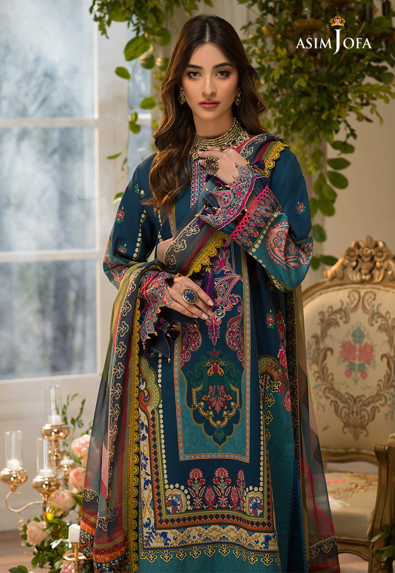 AJPR-09 | Asim Jofa Prints Rania Collection 2022 | Unstitched Embroidered Lawn Suits