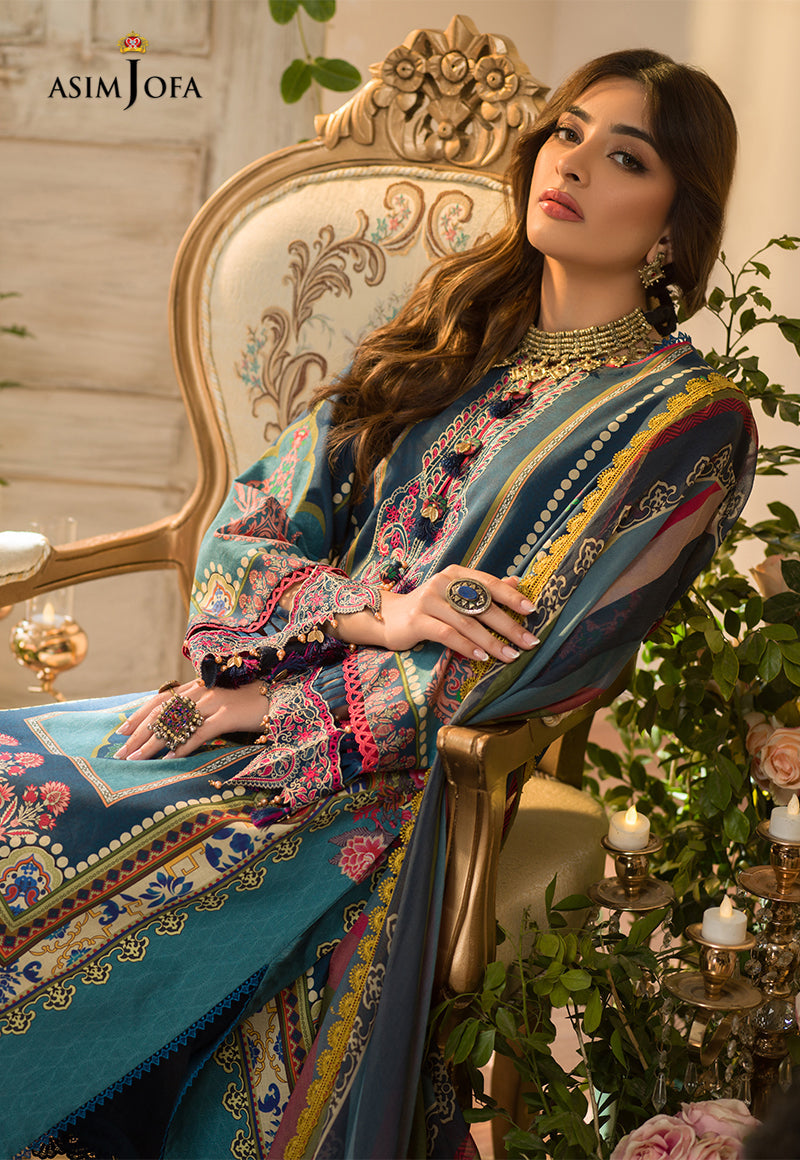AJPR-09 | Asim Jofa Prints Rania Collection 2022 | Unstitched Embroidered Lawn Suits