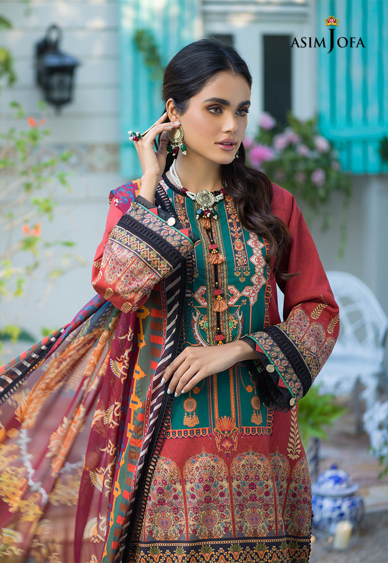 AJPR-12 | Asim Jofa Prints Rania Collection 2022 | Unstitched Embroidered Lawn Suits