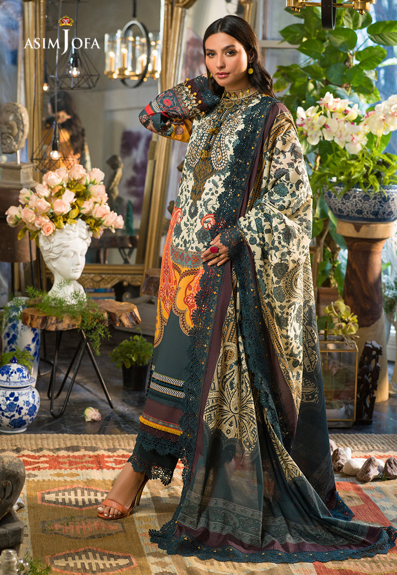 AJPR-18 | Asim Jofa Prints Rania Collection 2022 | Unstitched Embroidered Lawn Suits