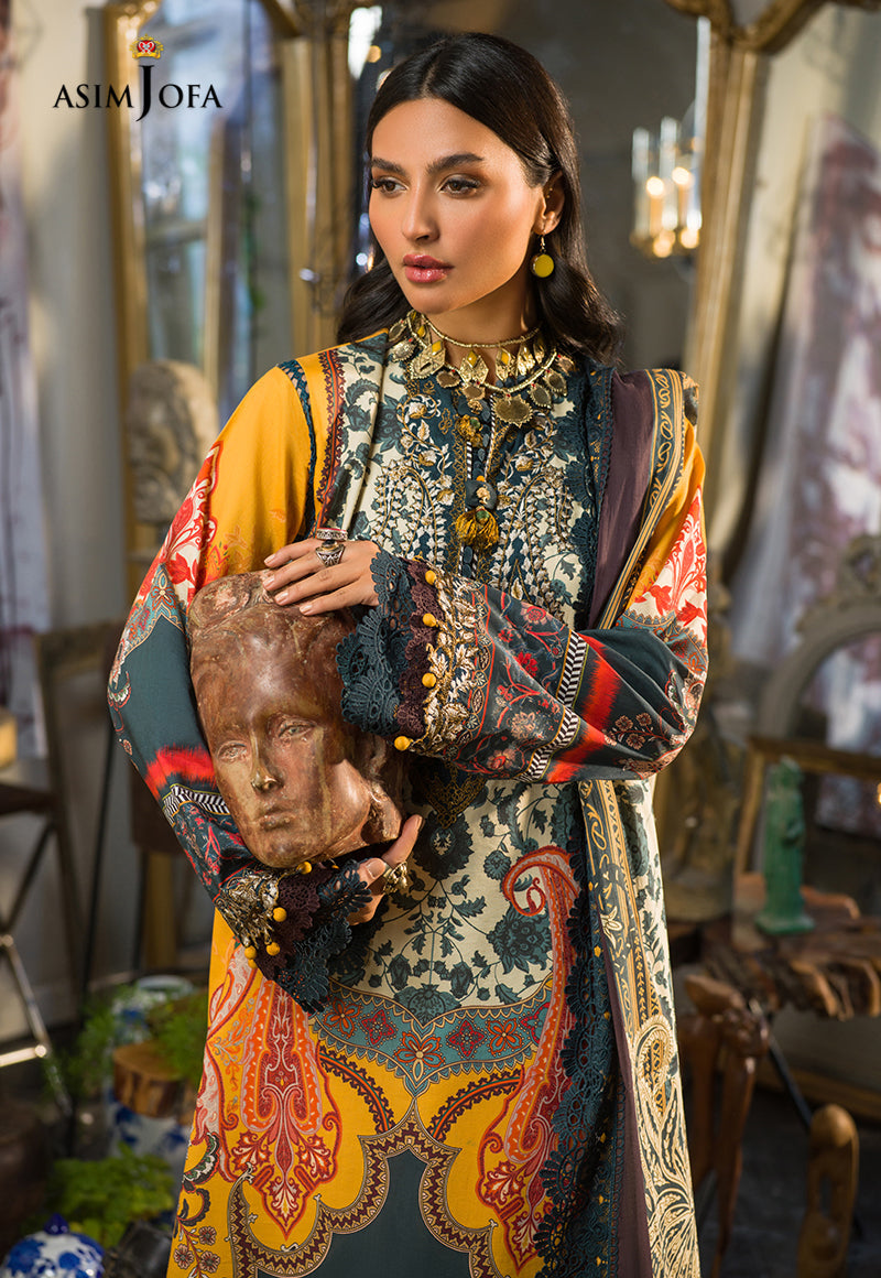 AJPR-18 | Asim Jofa Prints Rania Collection 2022 | Unstitched Embroidered Lawn Suits