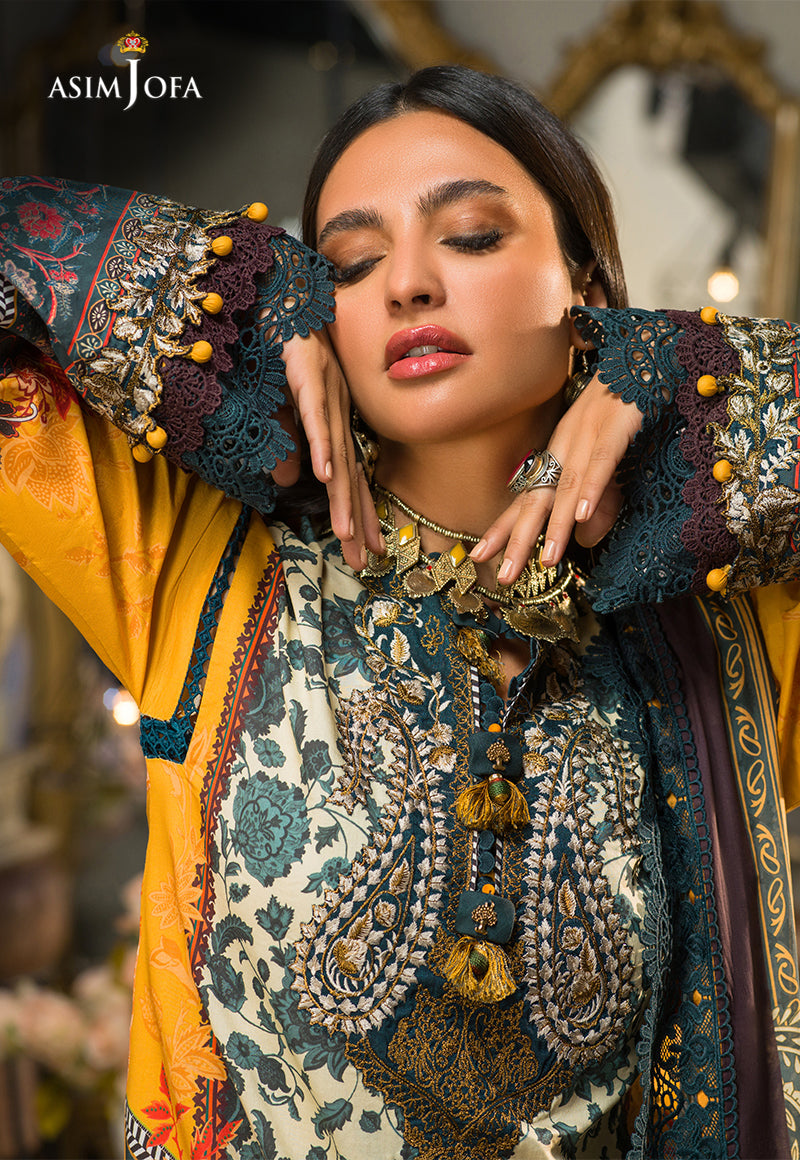 AJPR-18 | Asim Jofa Prints Rania Collection 2022 | Unstitched Embroidered Lawn Suits