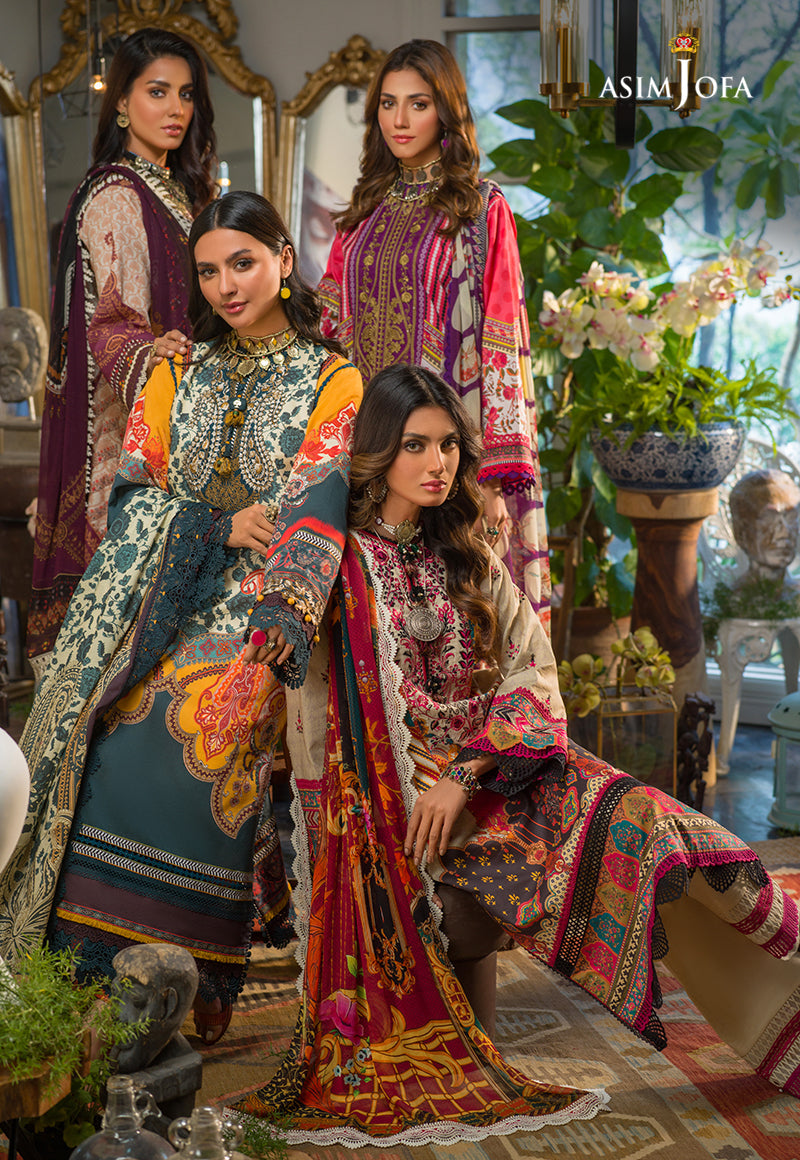 AJPR-18 | Asim Jofa Prints Rania Collection 2022 | Unstitched Embroidered Lawn Suits