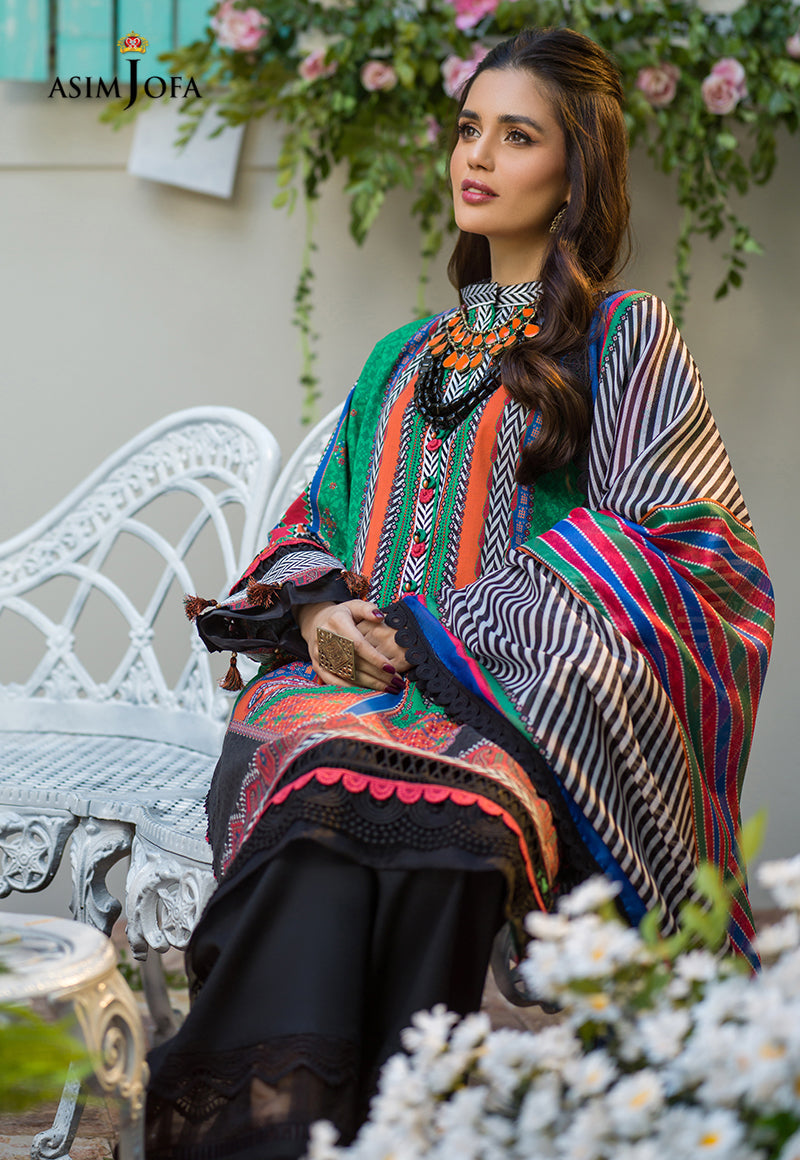 AJPR-21 | Asim Jofa Prints Rania Collection 2022 | Unstitched Embroidered Lawn Suits