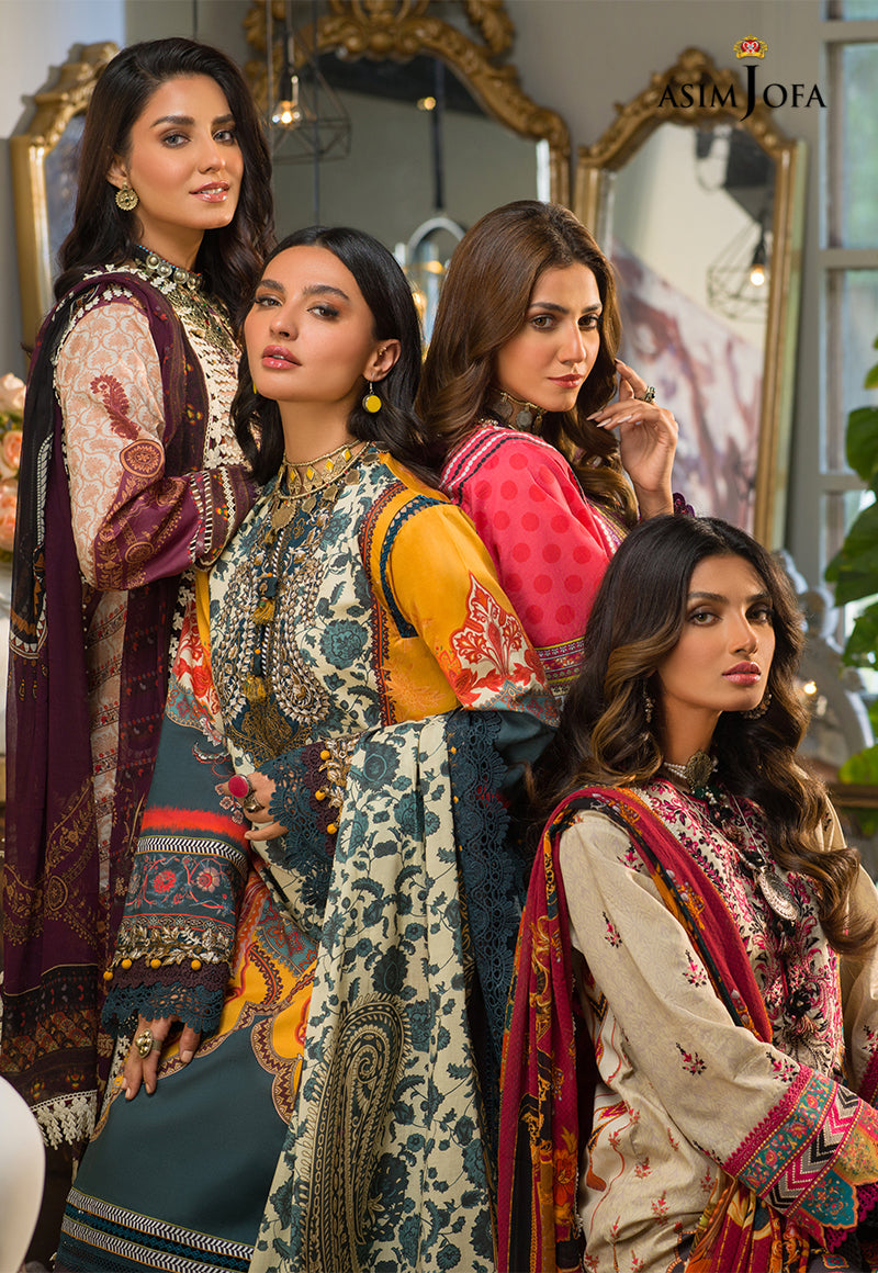 AJPR-22 | Asim Jofa Prints Rania Collection 2022 | Unstitched Embroidered Lawn Suits