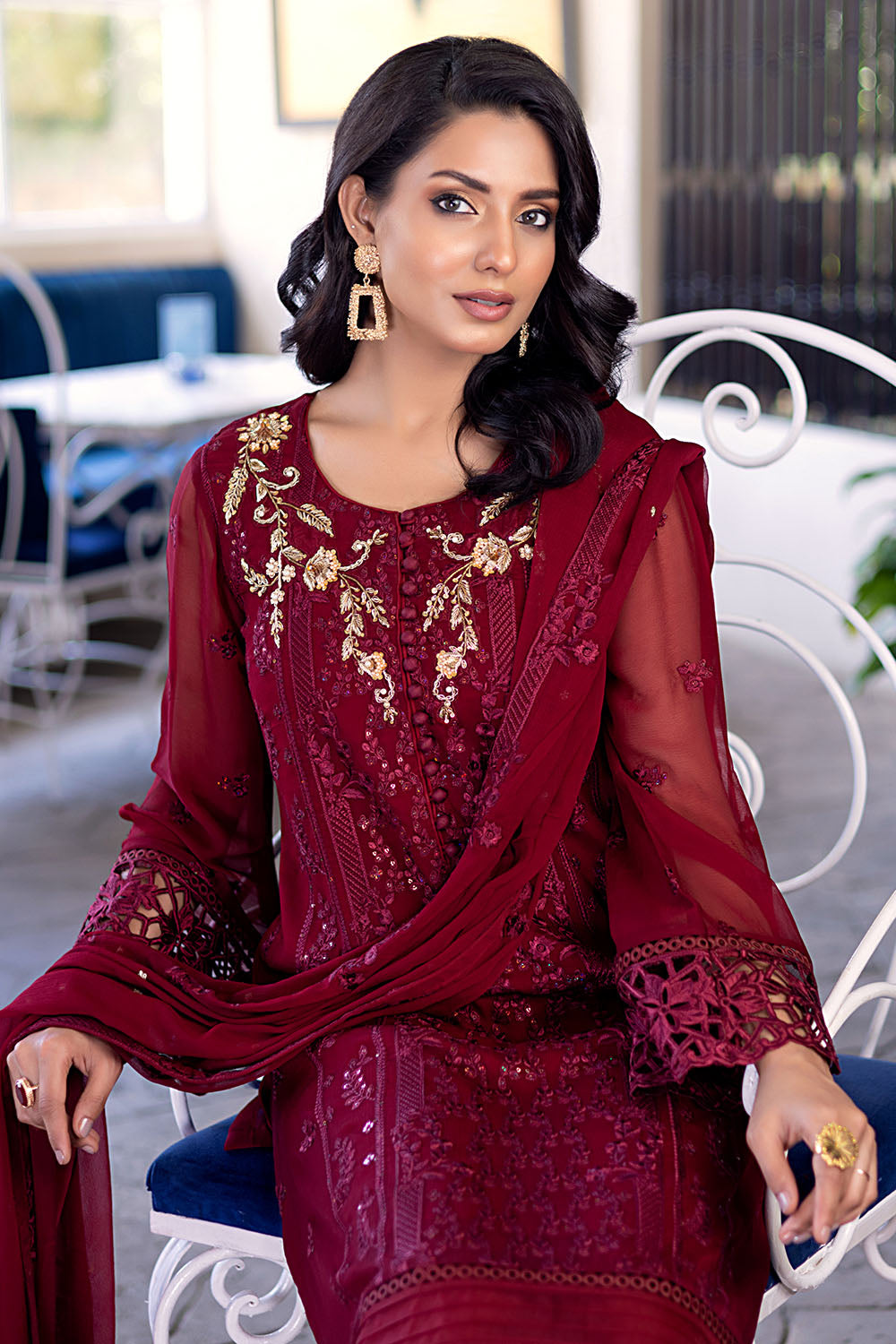 Antique Rouge | Azure Ensembles Chiffon 3PCS 2023