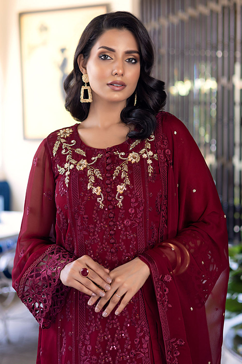 Antique Rouge | Azure Ensembles Chiffon 3PCS 2023