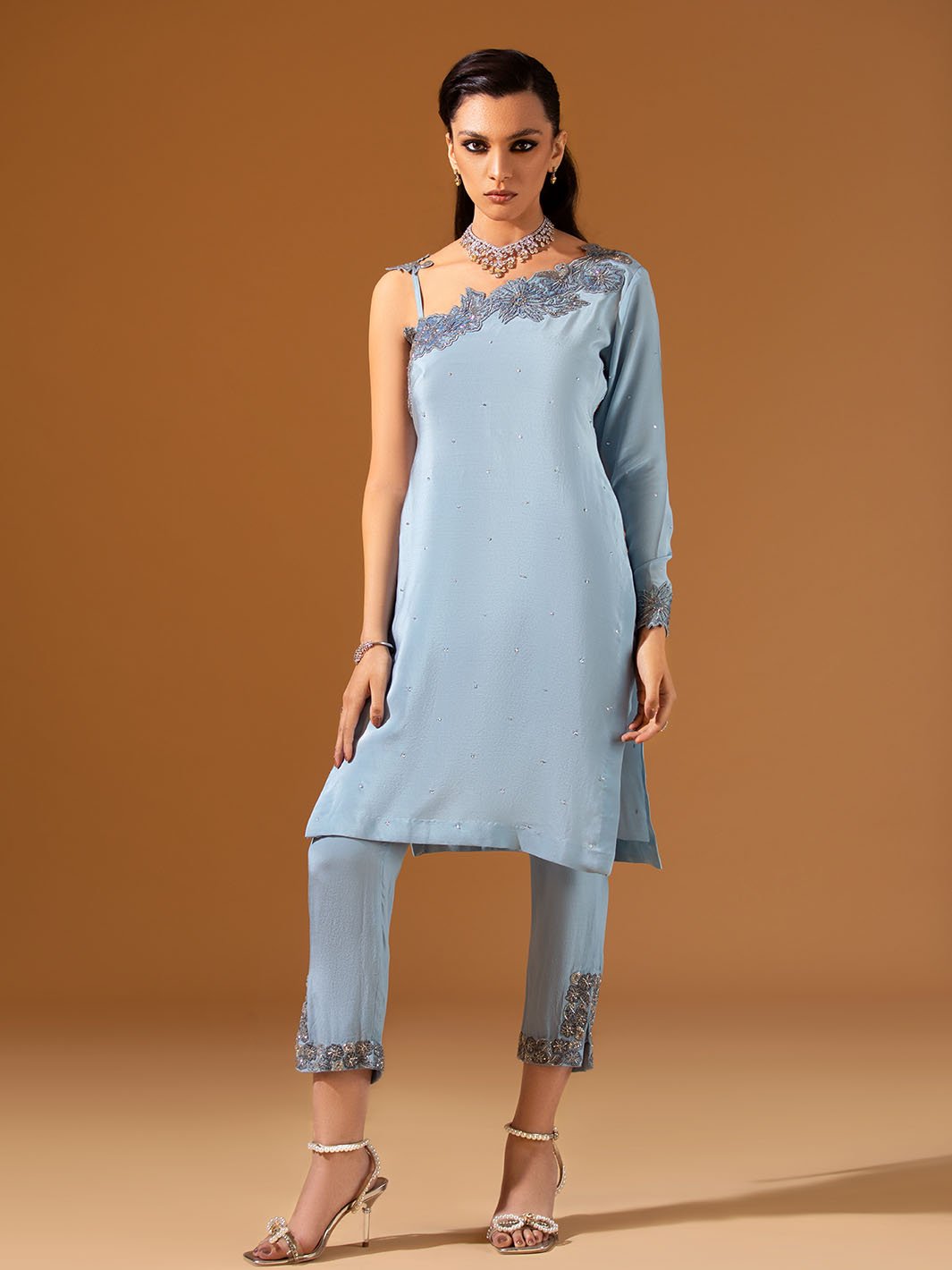 Aquaria | Mohtaram NUUR Luxury PRET Collection 2022 | Stitched Silk Suits