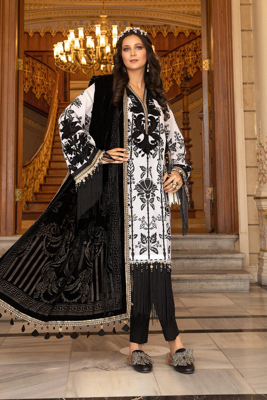 DL-902-Black and White | Maria B Winter Linen Unstitched Collection 2021 | Unstitched Embroidered Linen Suits