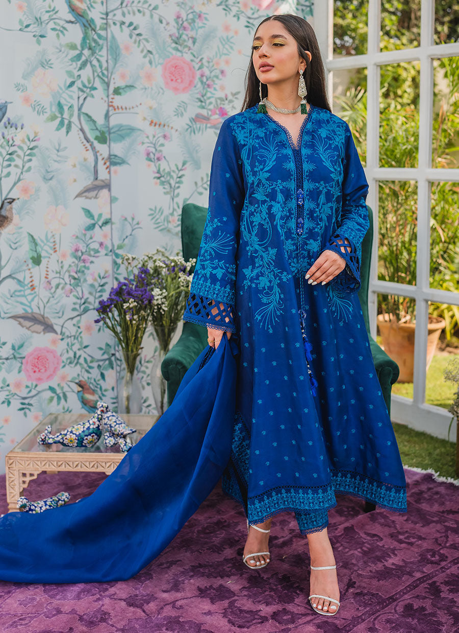 ROYAL IRIS SHIRT AND DUPATTA | Farah Talib Aziz Eid Edit Drop 2 Collection | Embroidered Stitched Raw Silk Suit