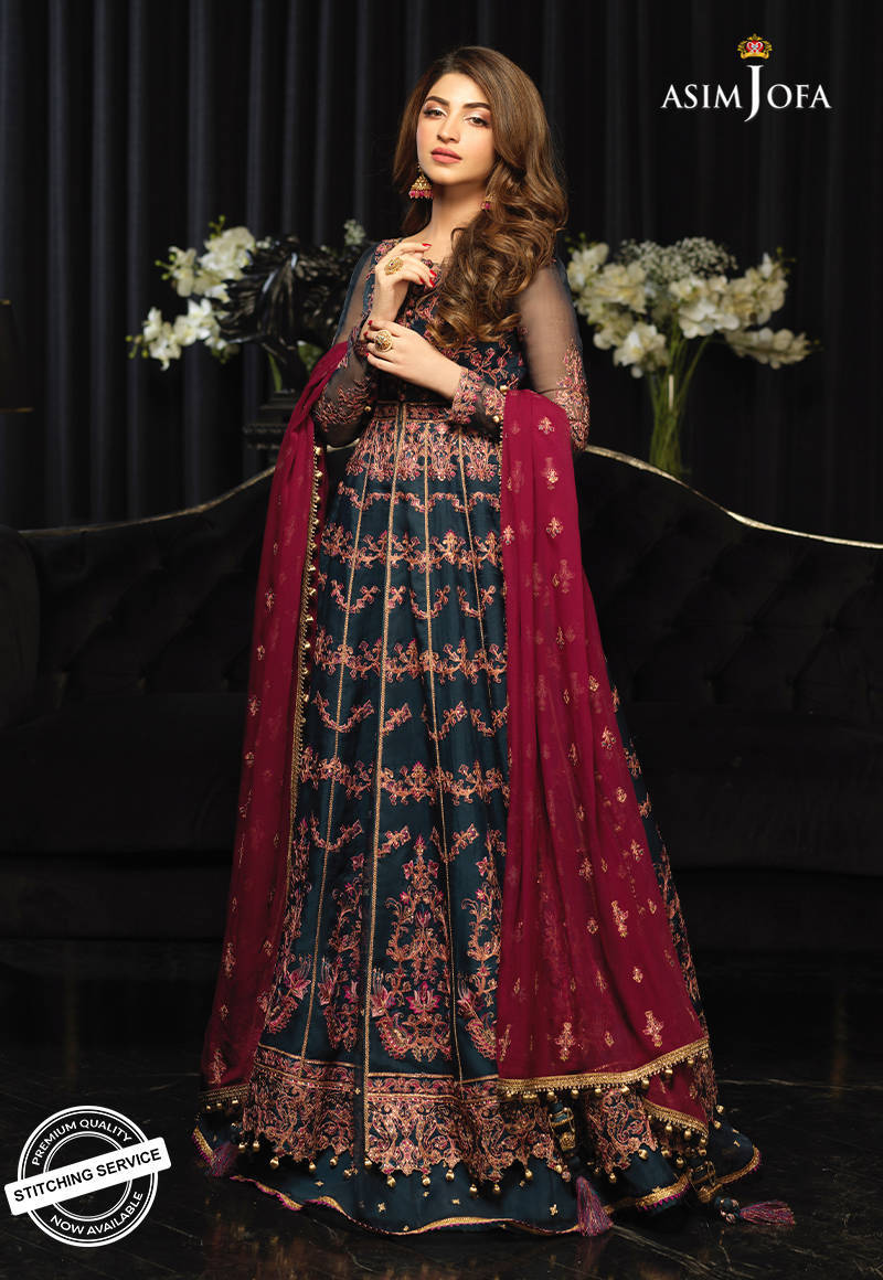 AJN-16 | Asim Jofa Ishq-e-Naubahar Collection 2021 | Unstitched Embroidered Organza Suits