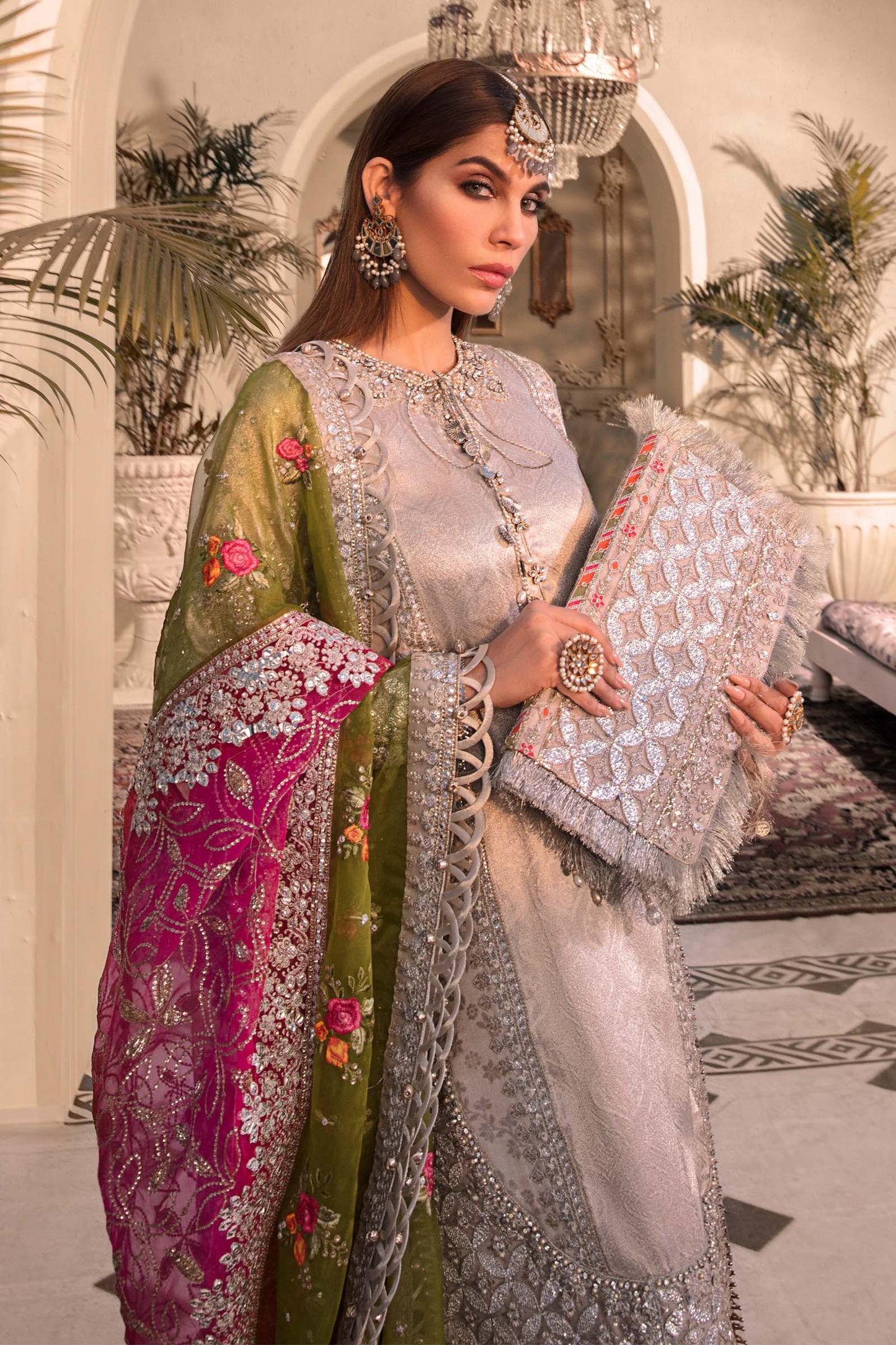 Unstitched MBROIDERED - Silver BD-2601 | Maria B Mbroidered Heritage Luxury Edition 2023 | Unstitched Embroidered Organza Suits
