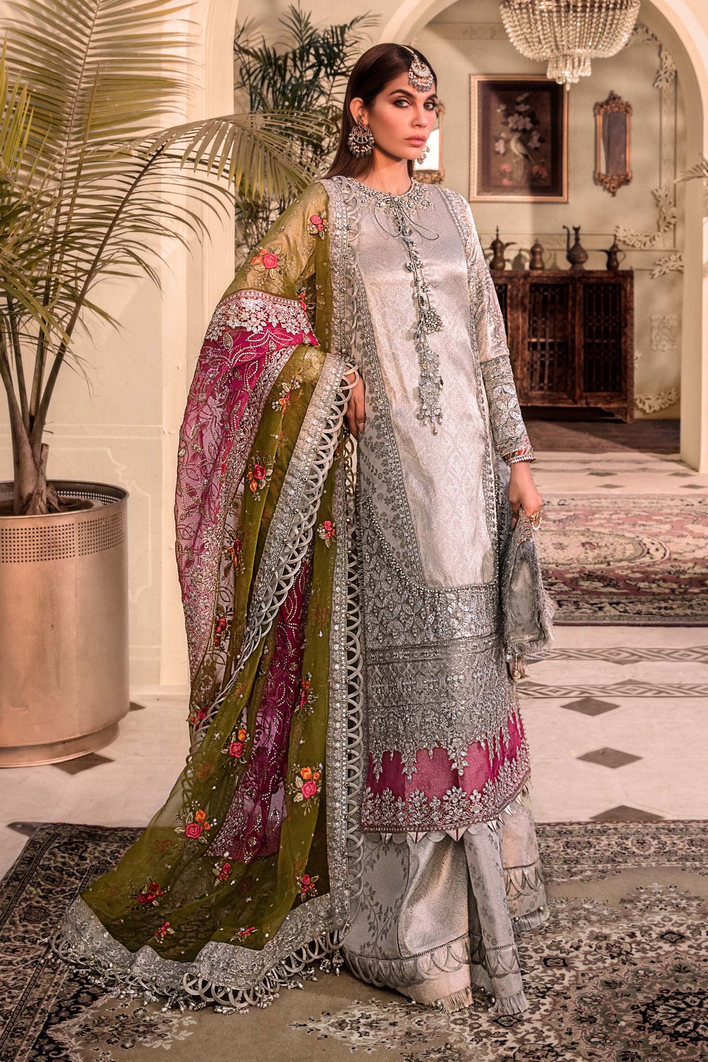 Unstitched MBROIDERED - Silver BD-2601 | Maria B Mbroidered Heritage Luxury Edition 2023 | Unstitched Embroidered Organza Suits