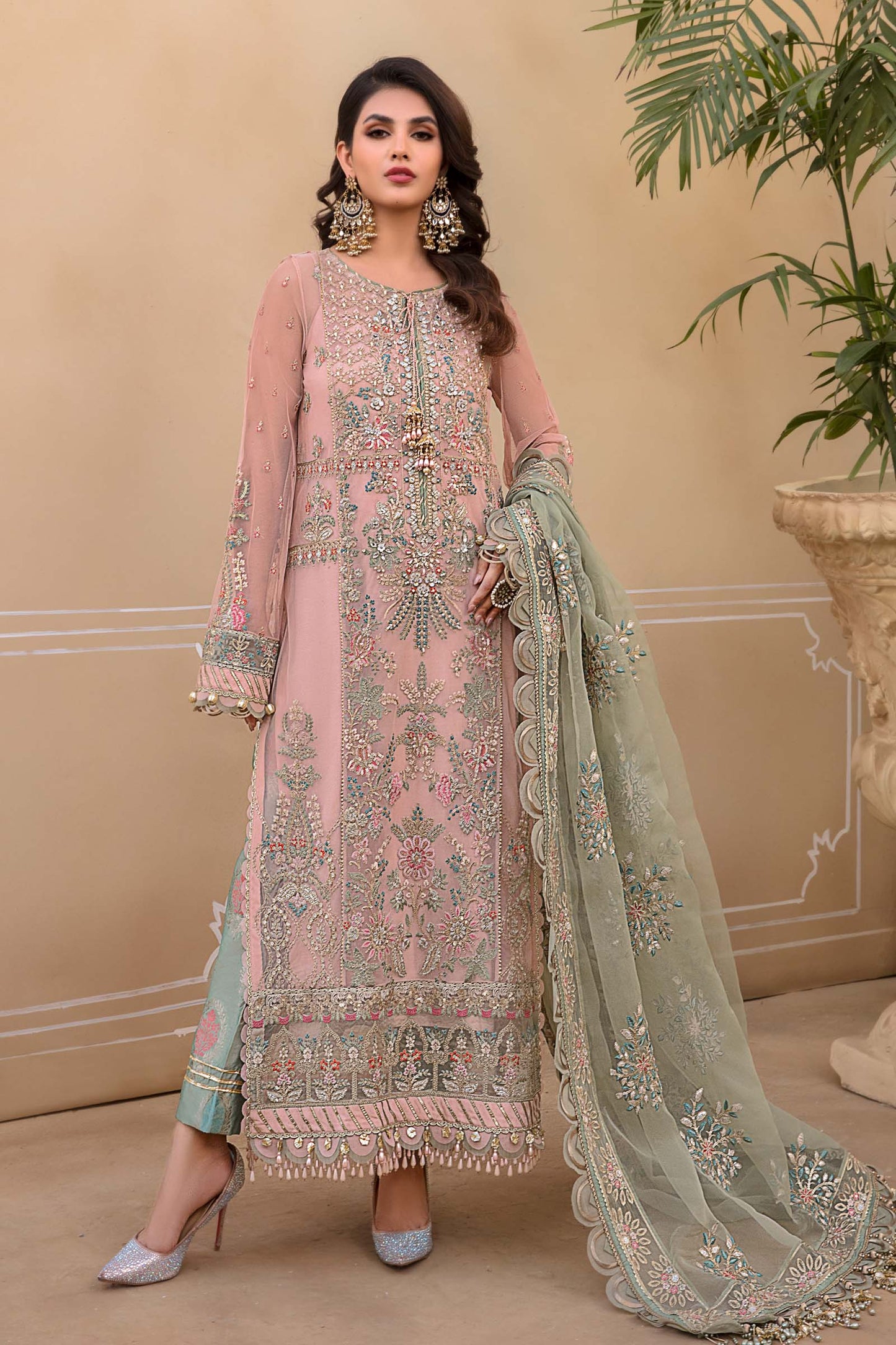 Unstitched MBROIDERED - Sea Green BD-2607 | Maria B Mbroidered Heritage Luxury Edition 2023 | Unstitched Embroidered Organza Suits