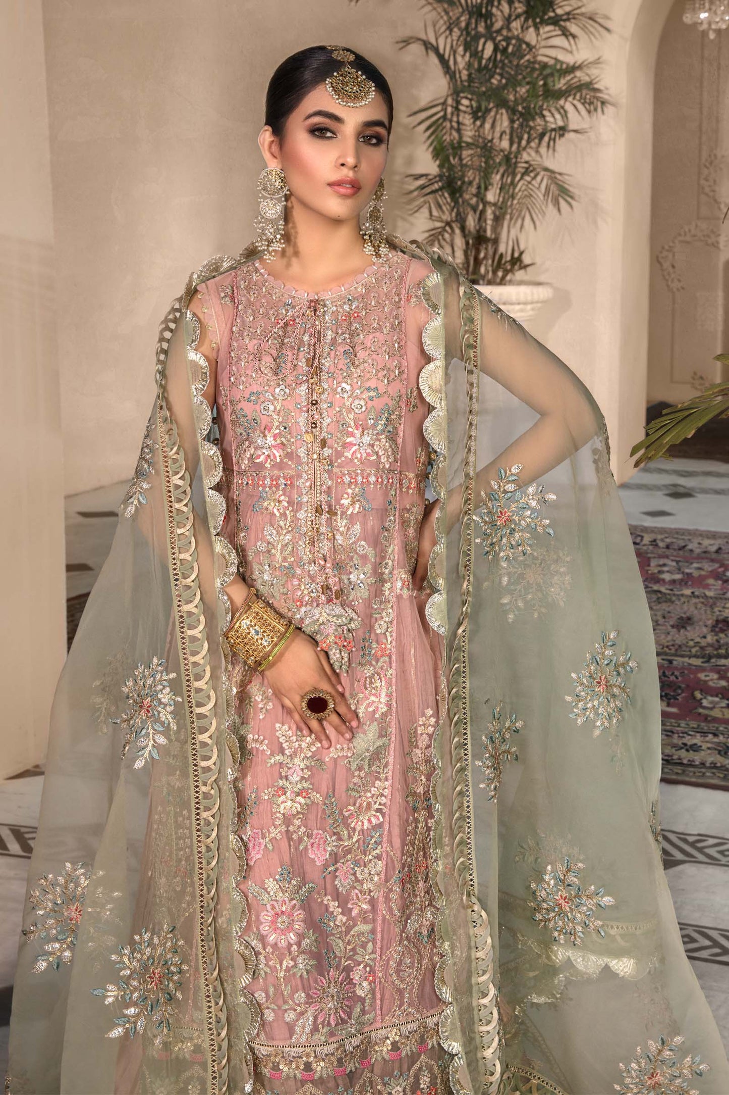 Unstitched MBROIDERED - Sea Green BD-2607 | Maria B Mbroidered Heritage Luxury Edition 2023 | Unstitched Embroidered Organza Suits