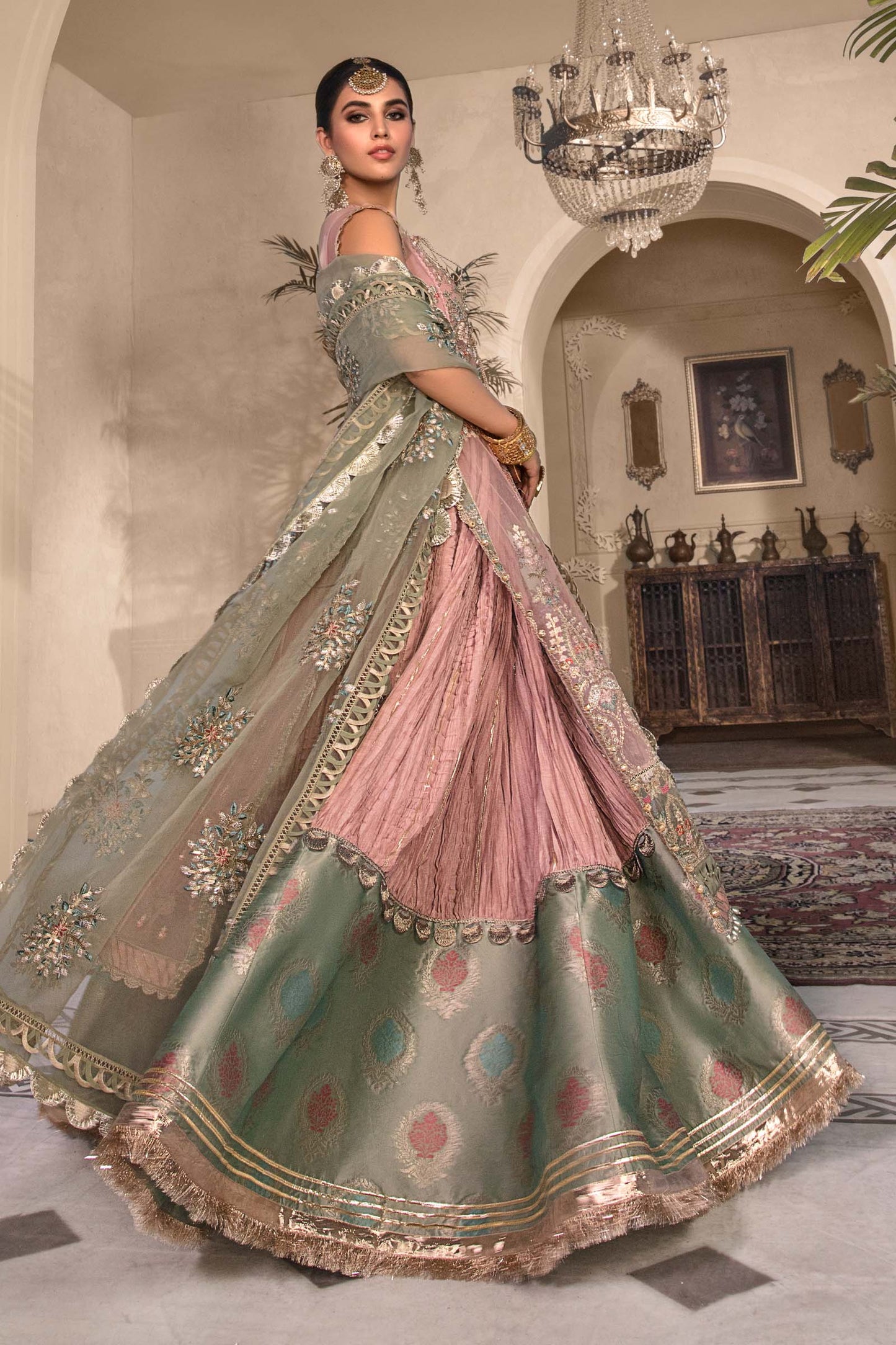 Unstitched MBROIDERED - Sea Green BD-2607 | Maria B Mbroidered Heritage Luxury Edition 2023 | Unstitched Embroidered Organza Suits