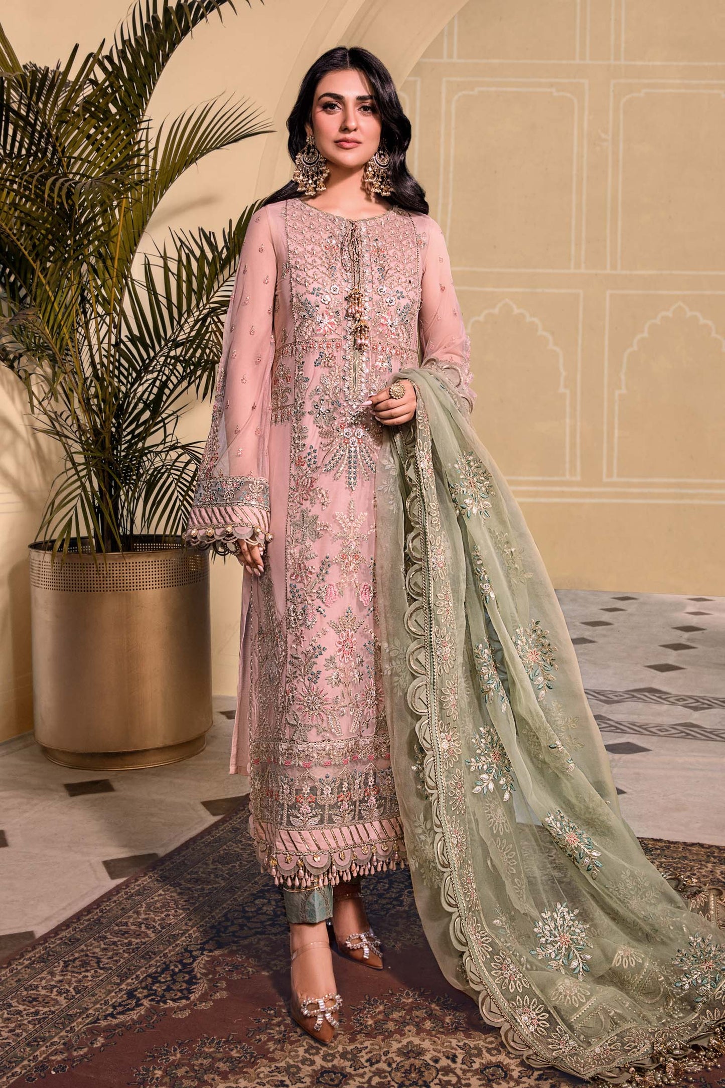 Unstitched MBROIDERED - Sea Green BD-2607 | Maria B Mbroidered Heritage Luxury Edition 2023 | Unstitched Embroidered Organza Suits