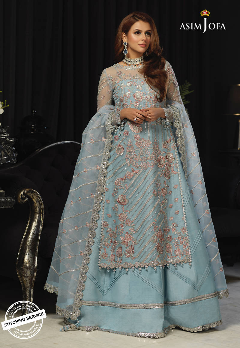 AJN-15 | Asim Jofa Ishq-e-Naubahar Collection 2021 | Unstitched Embroidered Organza Suits