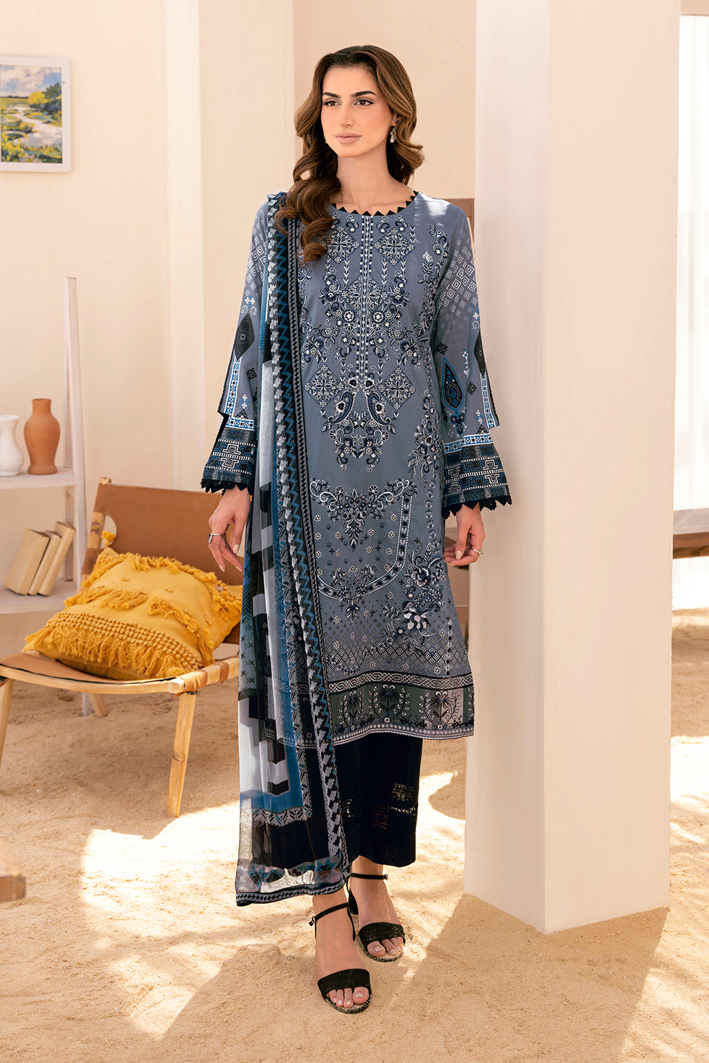 Y-711 | Ramsha Riwayat Luxury Lawn Vol 7 Collection| Unstitched Lawn Embroidered Suits