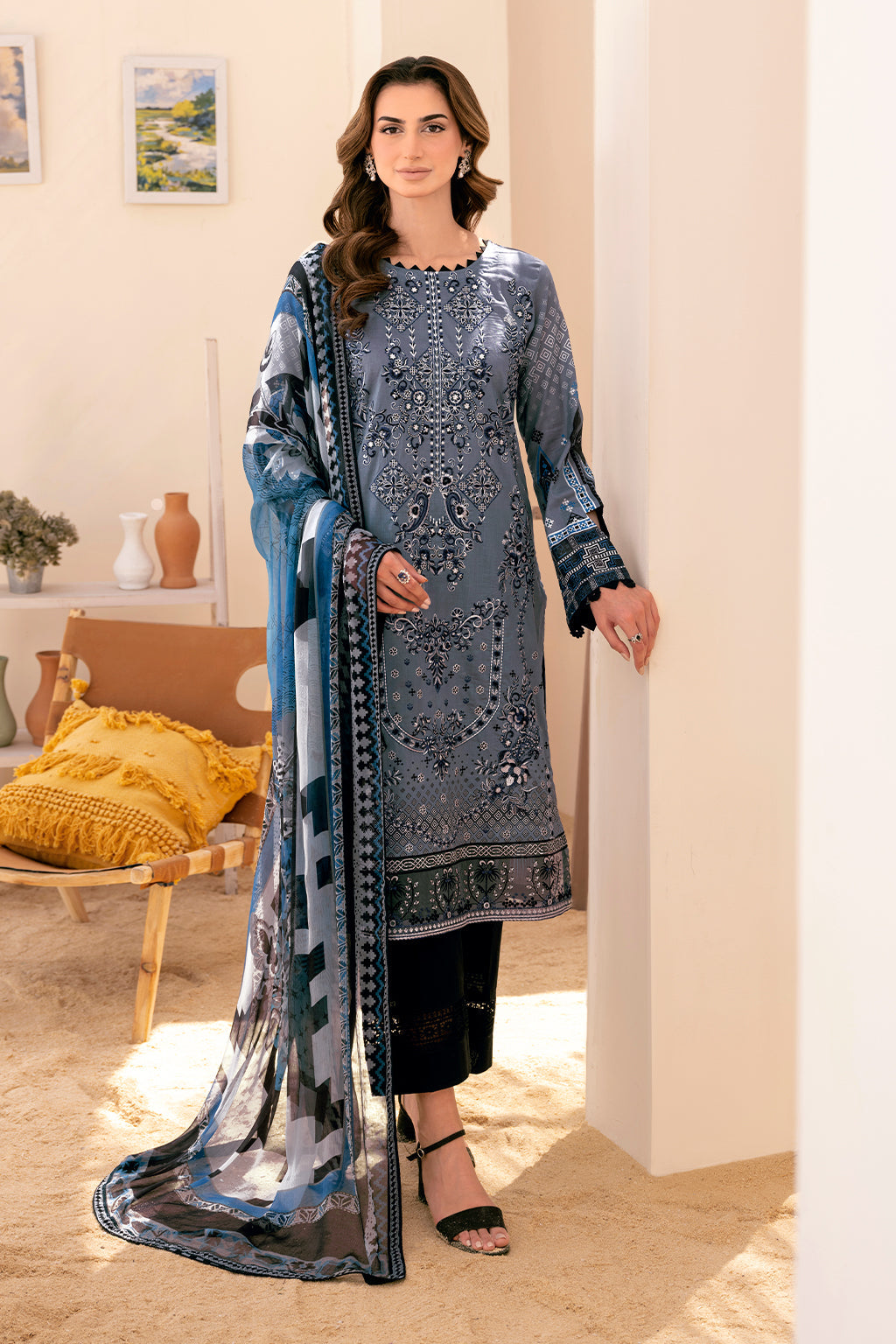 Y-711 | Ramsha Riwayat Luxury Lawn Vol 7 Collection| Unstitched Lawn Embroidered Suits