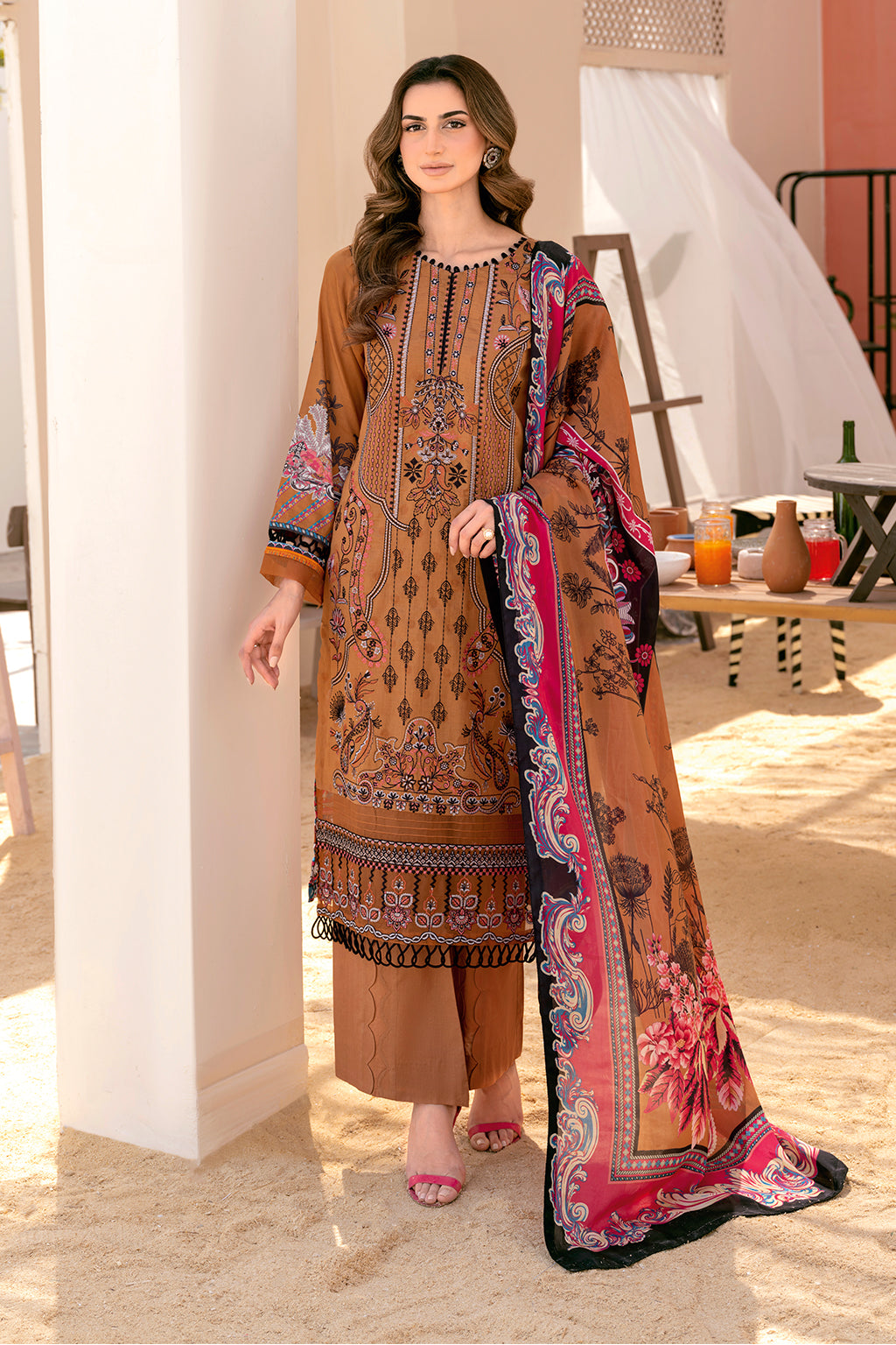 Y-710 | Ramsha Riwayat Luxury Lawn Vol 7 Collection | Unstitched Lawn Embroidered Suits