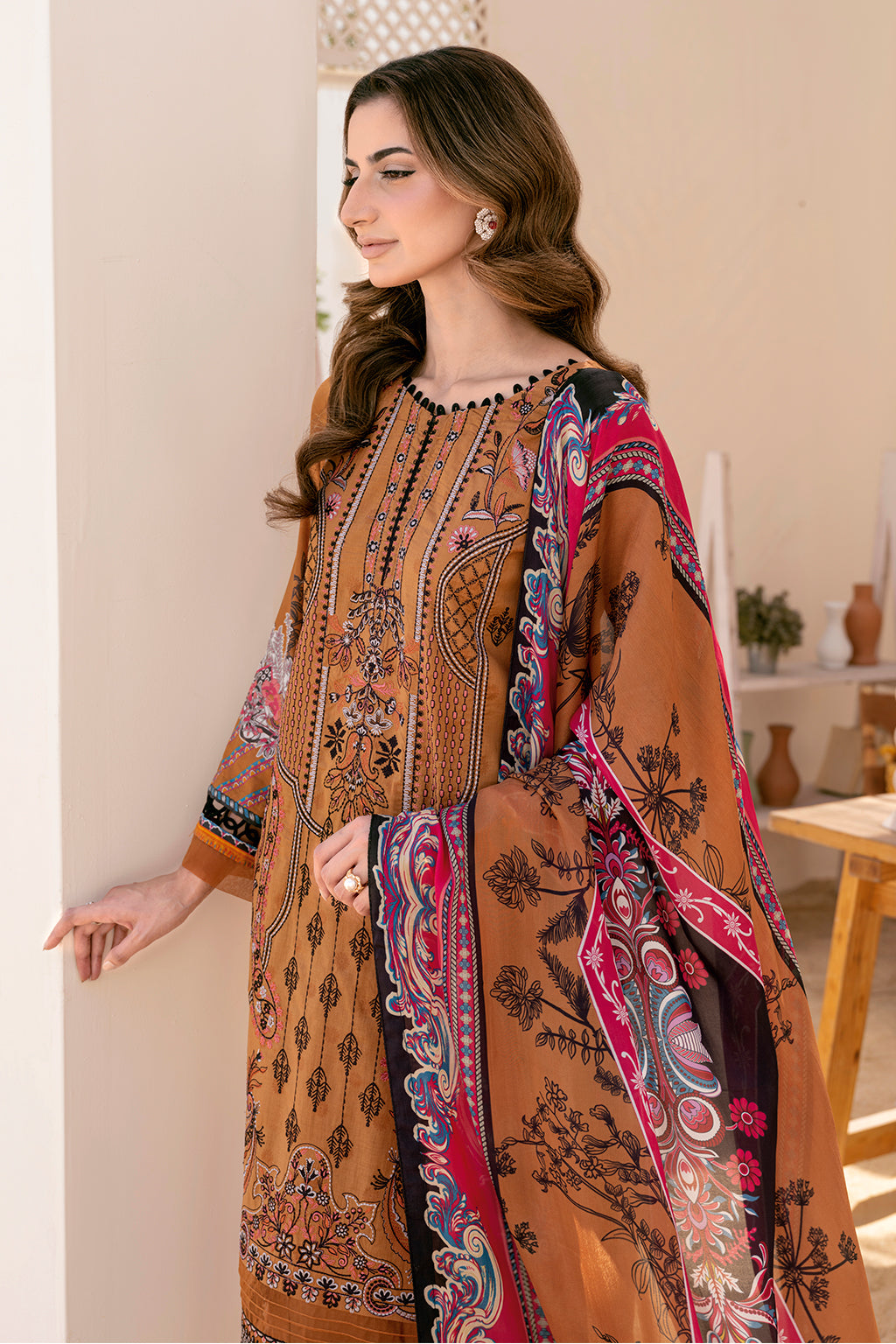 Y-710 | Ramsha Riwayat Luxury Lawn Vol 7 Collection | Unstitched Lawn Embroidered Suits