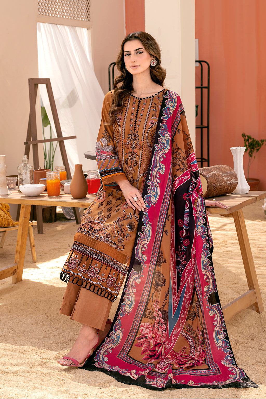 Y-710 | Ramsha Riwayat Luxury Lawn Vol 7 Collection | Unstitched Lawn Embroidered Suits