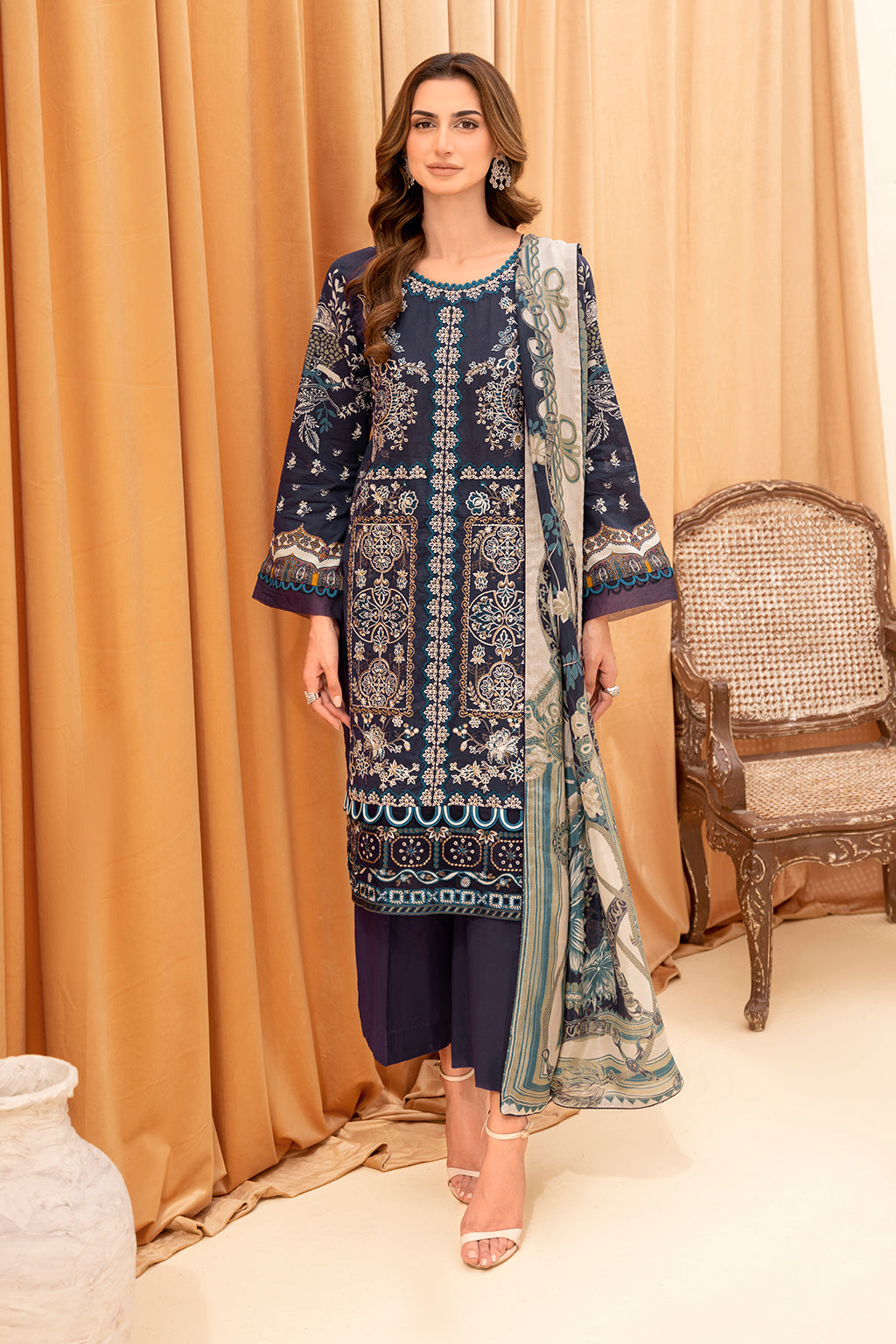 Y-701 | Ramsha Riwayat Luxury Lawn Vol 7 Collection| Unstitched Lawn Embroidered Suits