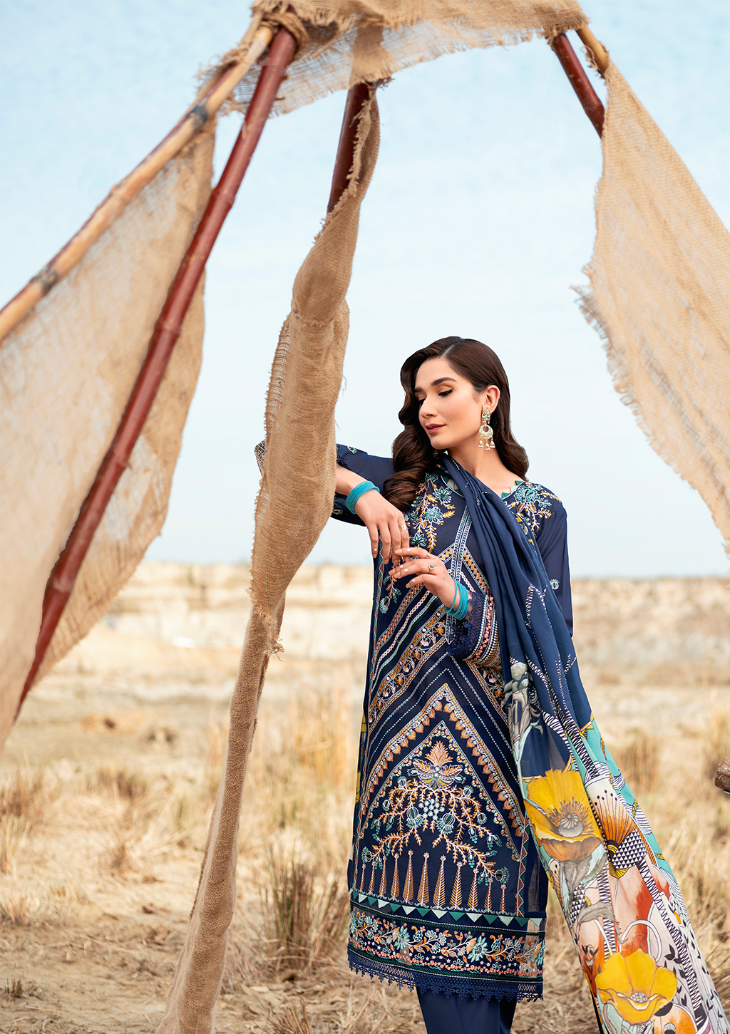 Y-608 | Ramsha Riwayat Luxury Lawn Vol 7 Collection | Unstitched Lawn Embroidered Suits