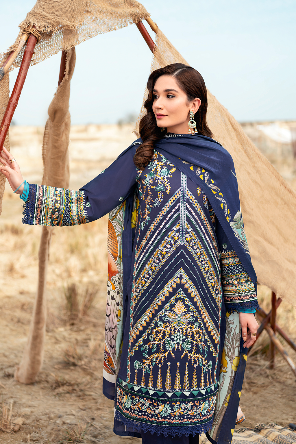 Y-608 | Ramsha Riwayat Luxury Lawn Vol 7 Collection | Unstitched Lawn Embroidered Suits