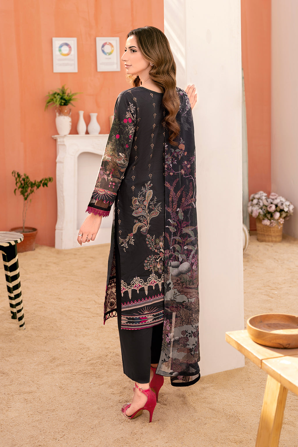 Y-703 | Ramsha Riwayat Luxury Lawn Vol 7 Collection | Unstitched Lawn Embroidered Suits