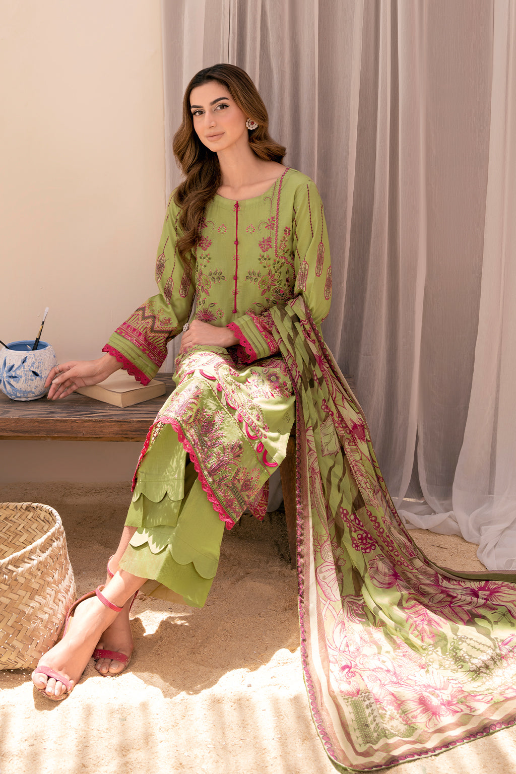 Y-712 | Ramsha Riwayat Luxury Lawn Vol 7 Collection | Unstitched Lawn Embroidered Suits