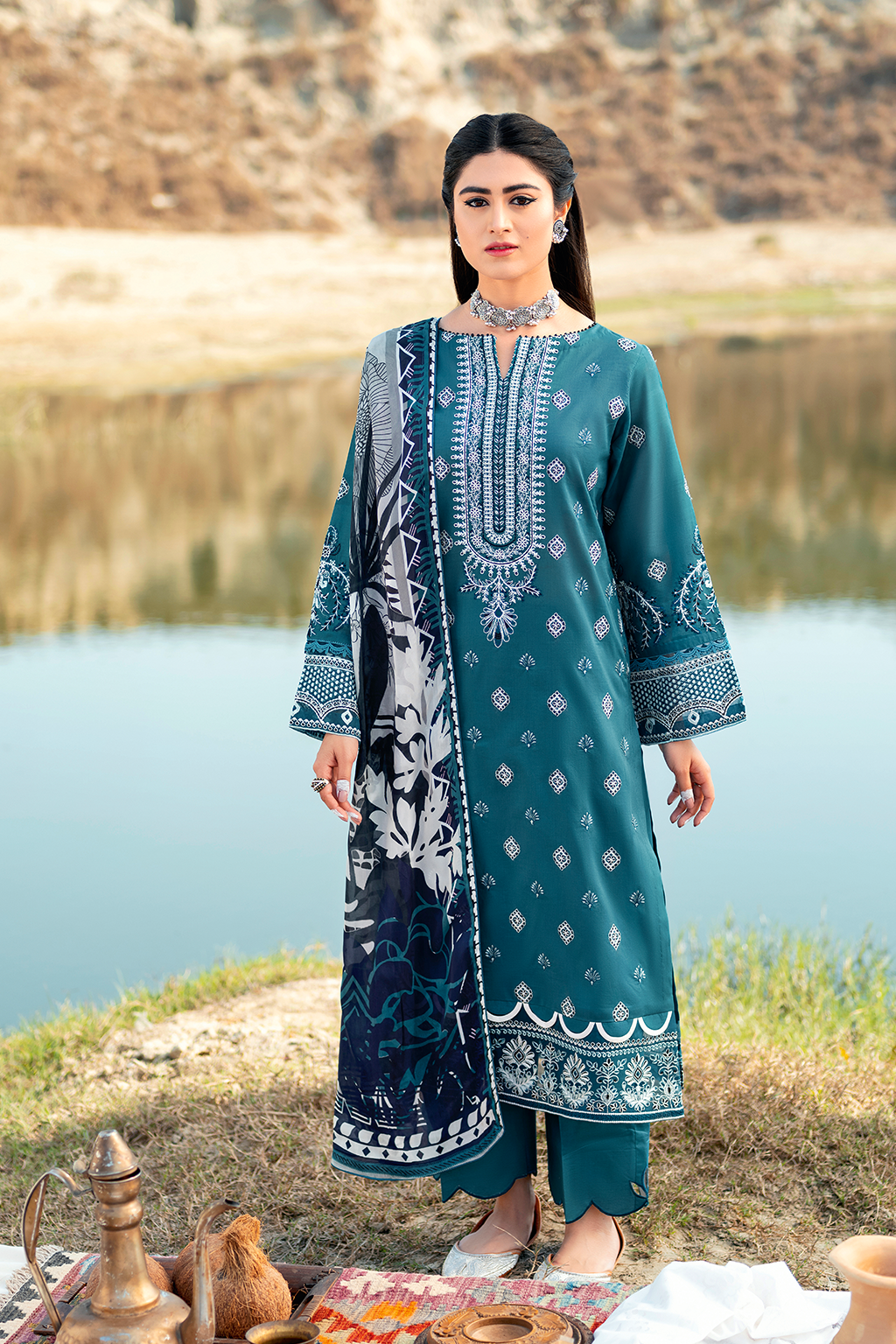 Y-603 | Ramsha Riwayat Luxury Lawn Vol 7Collection | Unstitched Lawn Embroidered Suits
