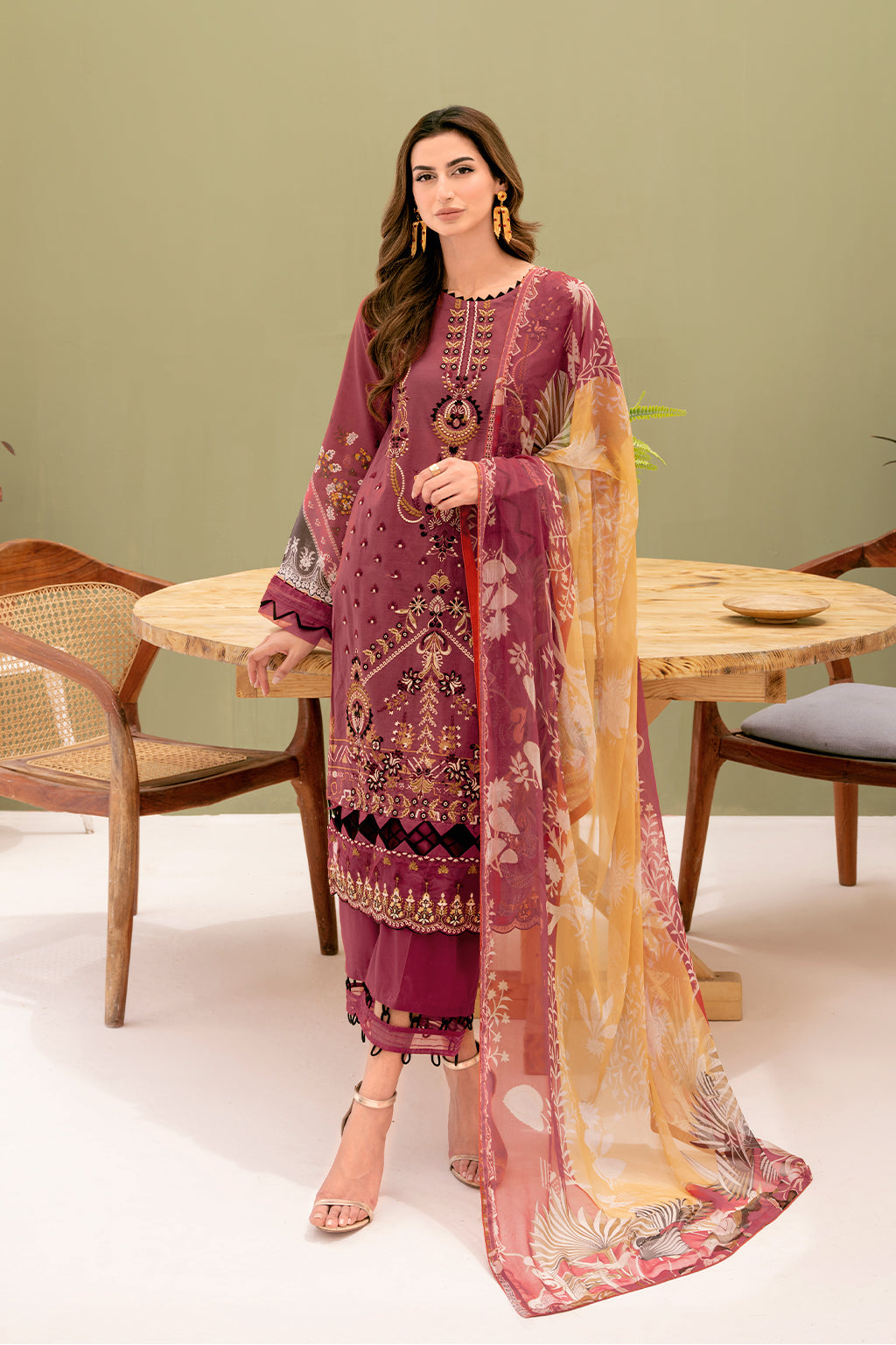 Y-708 | Ramsha Riwayat Luxury Lawn Vol 7 Collection | Unstitched Lawn Embroidered Suits