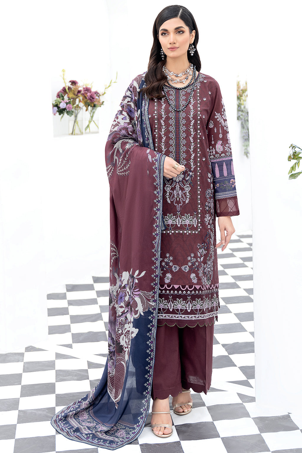 Y-506 | Ramsha Riwayat Luxury Lawn Vol 7 Collection | Unstitched Lawn Embroidered Suits